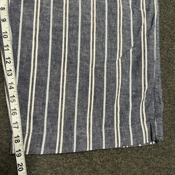 BeachLunchLounge Womens XL Stripe Linen Cotton Cropped Wide Leg Pants Drawstring - Picture 7 of 8